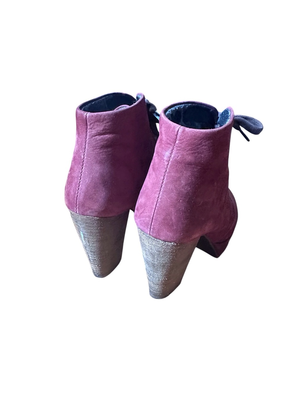 Steve Madden Plum Suede Lace-Up Block Heel Boots - Picture 2 of 10